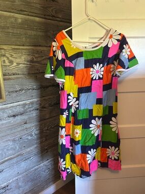 Colorblock Daisy Shift Dress - Multicolor